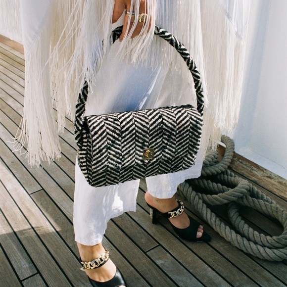 ANINE BING Nico Bag in Cream & Black Fishbone New with Tags! - Picture 6 of 16